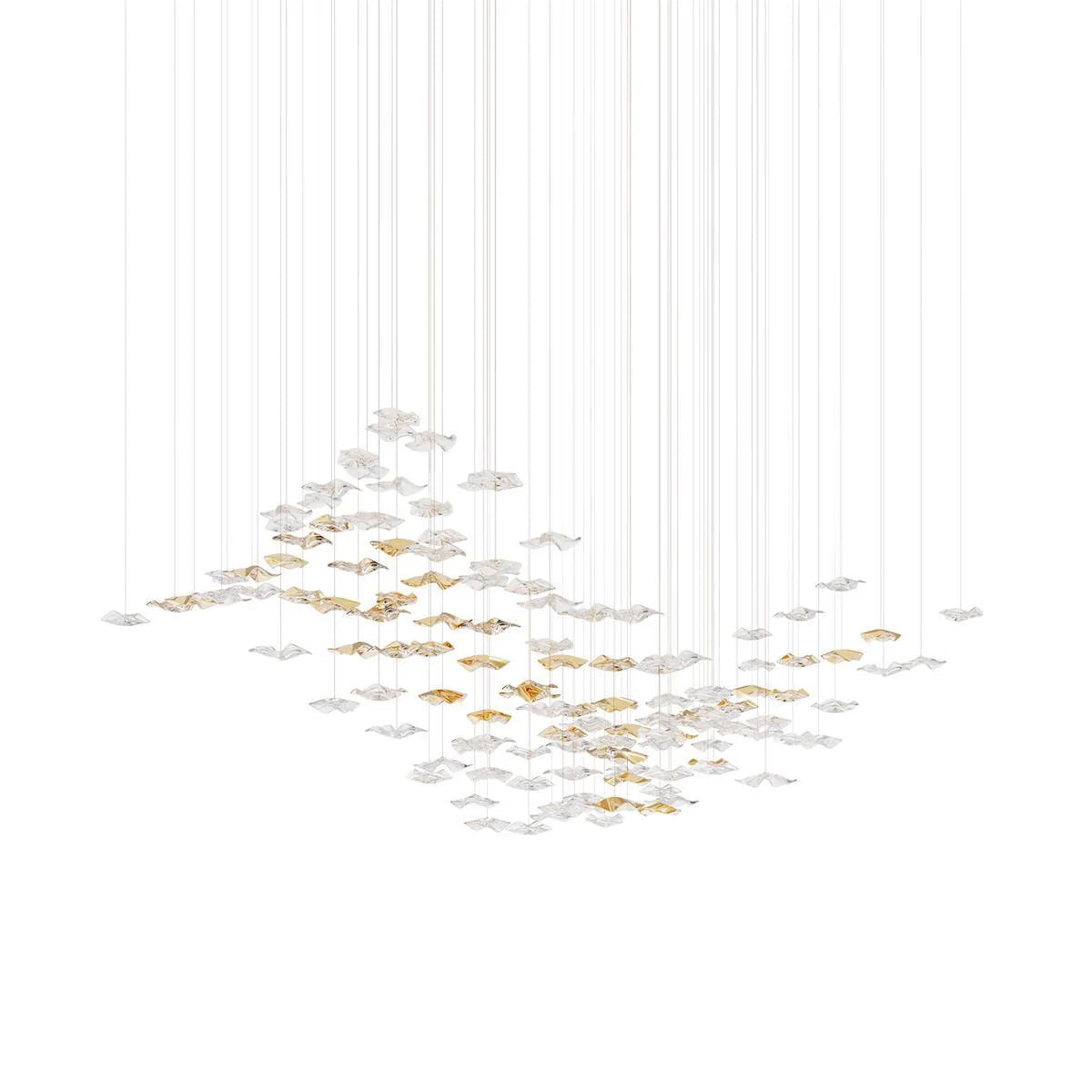San De Chandelier, Modern Square Glass Spiral Long Pendant Chandelier